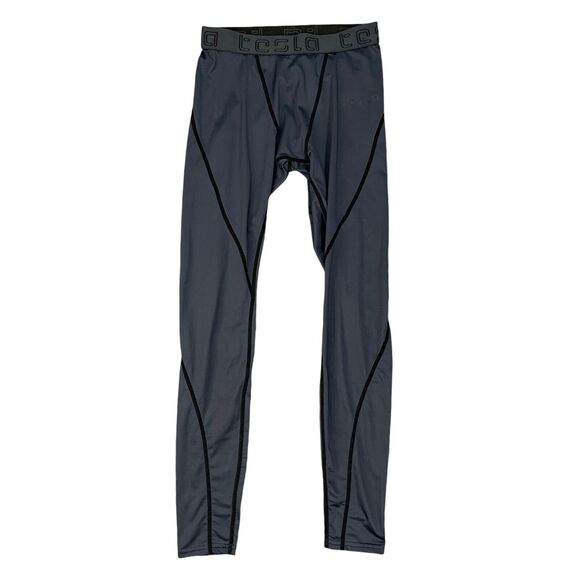 Tesla Tights Mens S Small Chalkboard Grey Fitted Stretch Gym Workout Base Layer - Picture 1 of 10